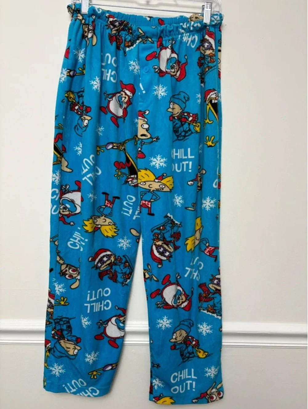 Nickelodeon Christmas Pajama Pants Medium Rugrats Hey Arnold Plush Holiday